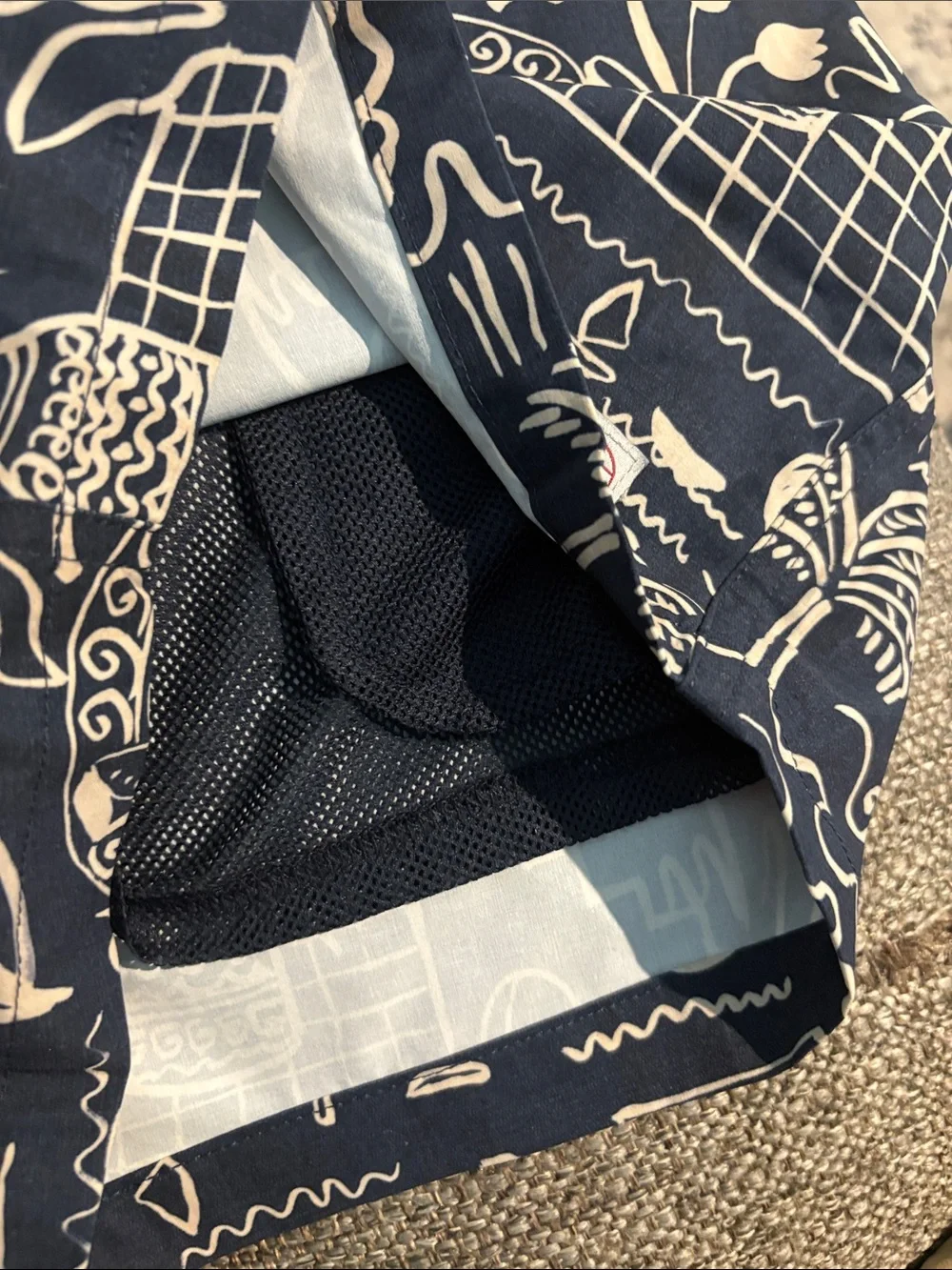Marine layer navy/white Tropical swimsuit- 34”x 5”w/pockets clip snap & zip